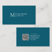 単色QRコード モダン エレガント ティール 名刺 (正面/裏面)