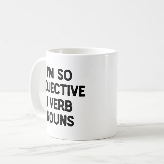 単語おたくおもしろい「私は形容詞」ワードプレイギーク コーヒーマグカップ (正面左)
