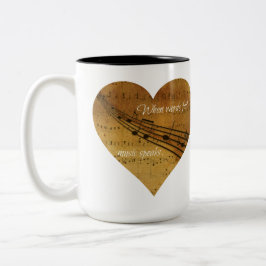 単語が失敗するとき、音楽は楽譜のハートを話します ツートーンマグカップ
