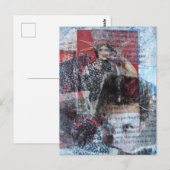 単語と女性の抽象芸術コラージュ ポストカード (正面/裏面)