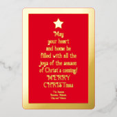 単語と高級クリスチャンのクリスマスツリー金ゴールド 箔シーズンカード (正面)