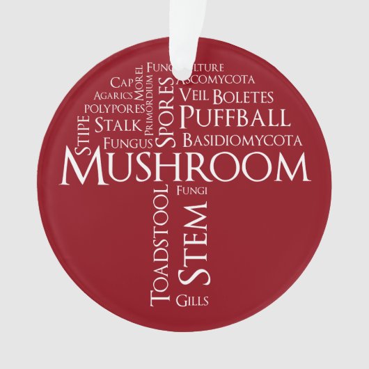単語のきのこのオーナメント(白い文字) オーナメント (正面)