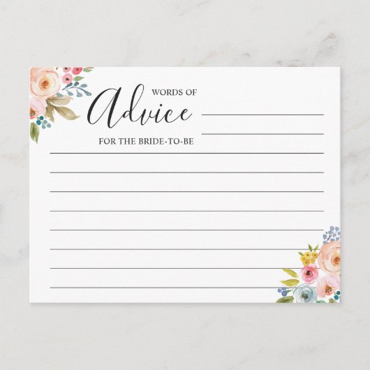 単語のアドバイス知恵の水の色シックなフローラ アドバイスカード (正面)