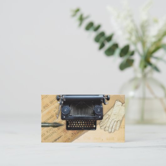 単語のタイプライターの作家の作家のヴィンテージのアンティーク 名刺 (スタンド正面)