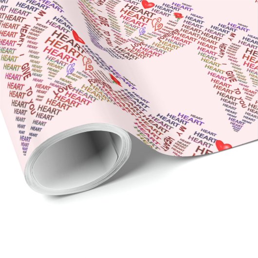 単語のハートの折り返し紙 ラッピングペーパー (ロールコーナー)