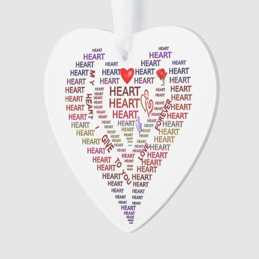 単語のハートアクリルハートオーナメント オーナメント (正面)