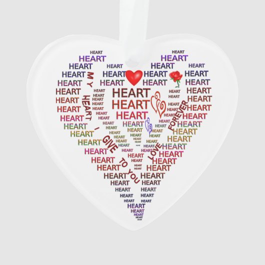 単語のハートアクリルハートオーナメント オーナメント (裏面)