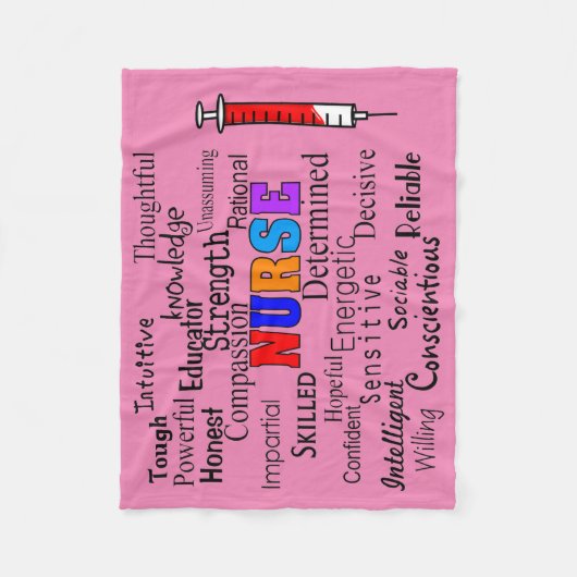 単語のピンクを記述するナースのフリースブランケット フリースブランケット (正面)