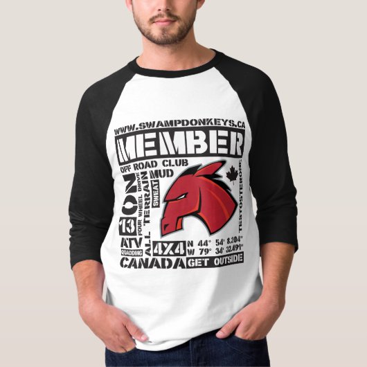 単語のラベルかたまり3/4の袖 Tシャツ (正面)