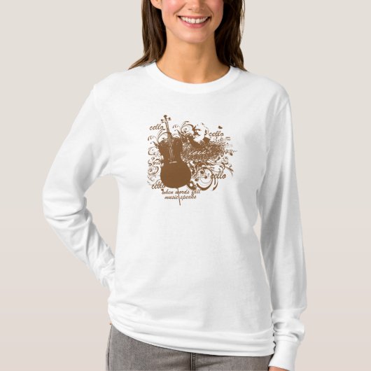 単語の失敗音楽はチェロのミュージシャンを話します Tシャツ (正面)