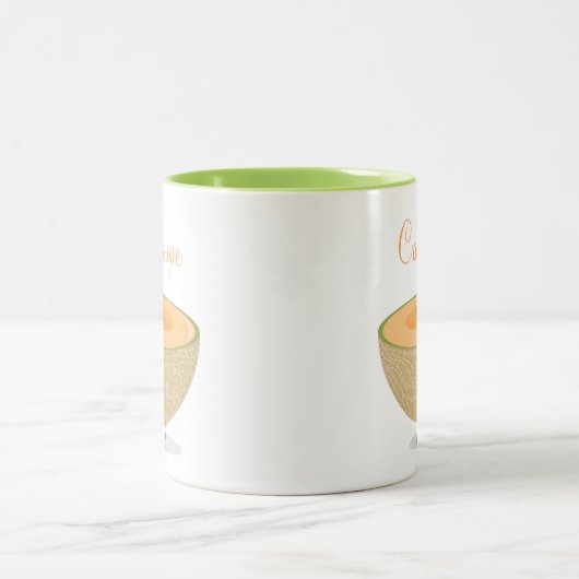 単語の微笑のメロンのマグ ツートーンマグカップ (中央)