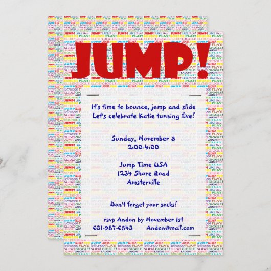 単語の招待状を跳んで下さい 招待状 (正面/裏面)