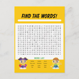 単語の検索， Word検索アクティビティカード ポストカード