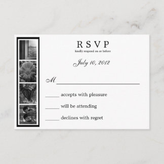 単語の芸術のアルファベットの写真撮影愛RSVPカード 出欠カード