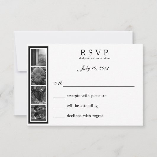 単語の芸術のアルファベットの写真撮影愛RSVPカード 出欠カード (正面)