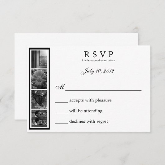 単語の芸術のアルファベットの写真撮影愛RSVPカード 出欠カード (正面/裏面)