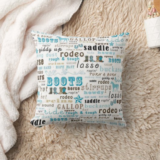 単語の芸術のターコイズのMoJoの西部の装飾用クッション クッション (ブランケット)