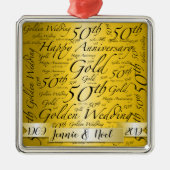 単語の芸術のパーソナライズな第50記念日 メタルオーナメント (正面)