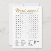 単語の調査の金ゴールドのぴかぴか光るブライダルシャワーのゲーム 招待状 (正面)