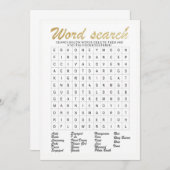 単語の調査の金ゴールドのぴかぴか光るブライダルシャワーのゲーム 招待状 (正面/裏面)