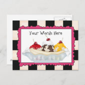 単語の追加バナナ分割はがき ポストカード (正面/裏面)