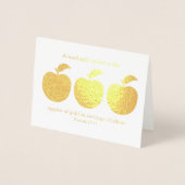 単語の適切に話されたりんごの金ゴールドの牧師の感謝 箔カード (正面)