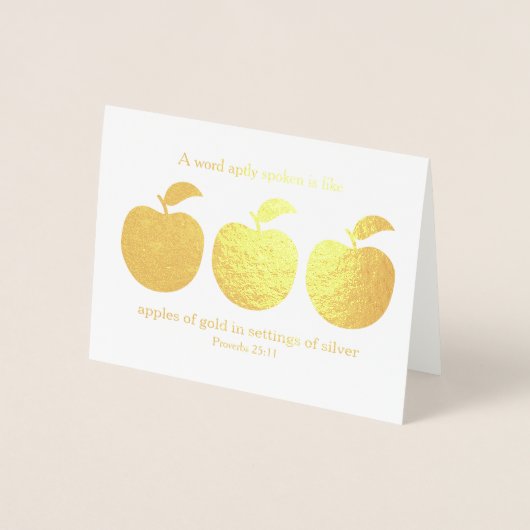単語の適切に話されたりんごの金ゴールドの牧師の感謝 箔カード (正面)