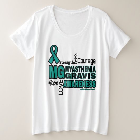 単語の… Myasthenia Gravis プラスサイズTシャツ (デザイン正面)