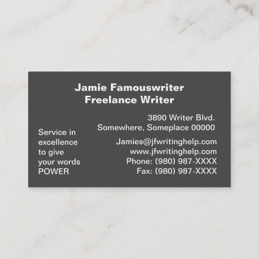 単語はパワーを持っているChalkboardライター, ZSSG 名刺 (裏面)