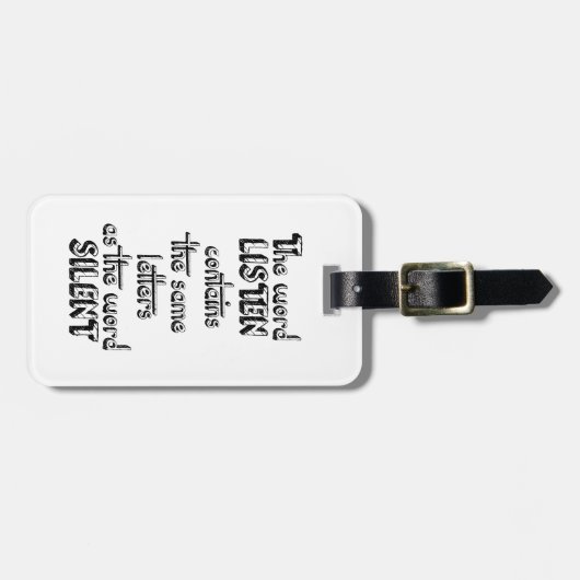 単語は静かと含んでいます同じ手紙を聞きます ラゲッジタグ (正面横)