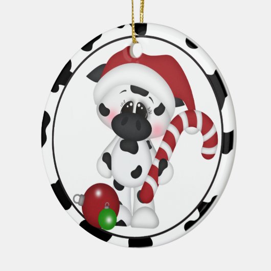 単語または写真牛のクリスマス装飾を追加 セラミックオーナメント (左)