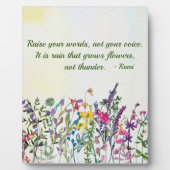 単語を上げる引用文水彩ワイルドフラワー フォトプラーク (正面)