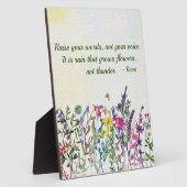単語を上げる引用文水彩ワイルドフラワー フォトプラーク (側面)
