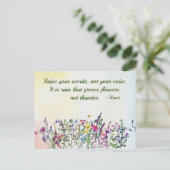 単語を上げる引用文水彩ワイルドフラワー ポストカード (スタンド正面)