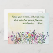 単語を上げる引用文水彩ワイルドフラワー ポストカード (正面/裏面)