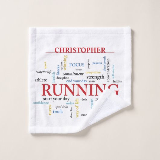 単語を含むランナパーソナライズされた ウォッシュタオル (ウォッシュタオル)