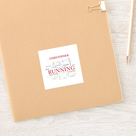 単語を含むランナパーソナライズされた シール (ノートブック)
