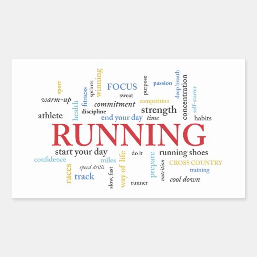 単語を含むランナパーソナライズされた 長方形シール (正面)