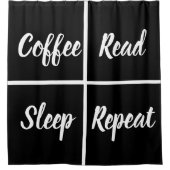 単語を含む白黒のおもしろい四角 シャワーカーテン (正面)