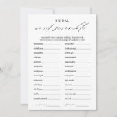 単語スクランブルエレガントブライダルシャワーゲームカード 招待状 (正面)