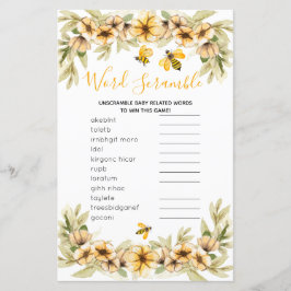 単語スクランブルゲームビー植物性ベビーシャワー