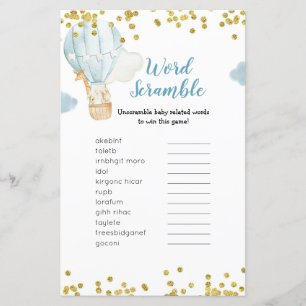 単語スクランブルゲームブルー熱気球ジャングル