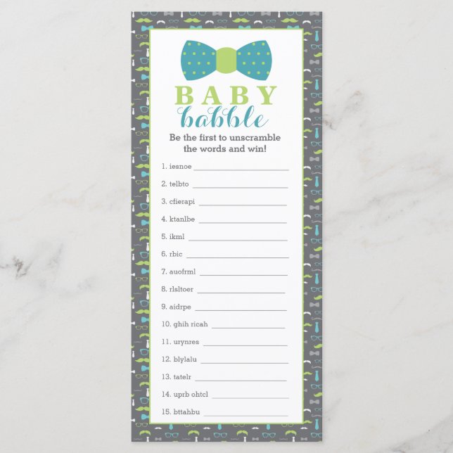 単語スクランブルゲーム，ベビーシャワー， 25パック (正面)