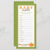 単語スクランブルゲーム，赤ちゃんシャワーゲーム (正面/裏面)