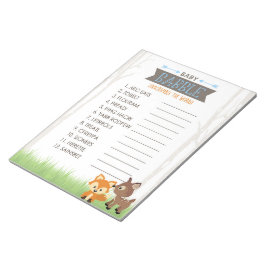 単語スクランブルブルーウッドランドベビーシャワーゲームパック ノートパッド