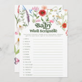 単語スクランブル山花赤ちゃんシャワーゲームカード 招待状 (正面/裏面)