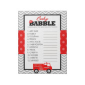 単語スクランブル消防車の赤ちゃんシャワーゲームパック ノートパッド (回転)