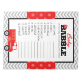 単語スクランブル消防車の赤ちゃんシャワーゲームパック ノートパッド (正面)