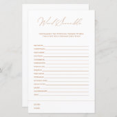 単語スクランブル白エレガントブライダルシャワーゲーム (正面/裏面)