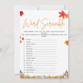 単語スクランブル赤ちゃんシャワーゲーム小さなかぼちゃ 招待状 (正面)